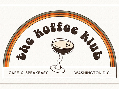 The Koffee Klub 70s brand guidelines brand identity branding cozy design graphic design groovy illustration inspiration logo logo design logo inspiration merch design retro typography warm