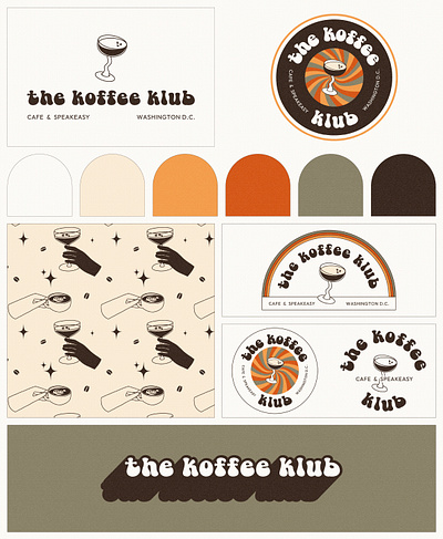 The Koffee Klub 70s brand guidelines brand identity branding cozy design graphic design groovy illustration inspiration logo logo design logo inspiration merch design retro typography warm