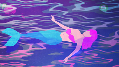 🧜‍♀️✨ animation beach calm fish float illustration jellyfish mermaid motion graphics pink sea sea creature water waves