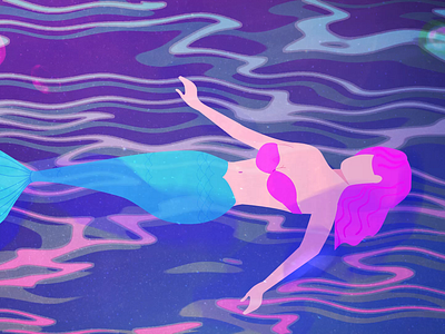 🧜‍♀️✨ animation beach calm fish float illustration jellyfish mermaid motion graphics pink sea sea creature water waves