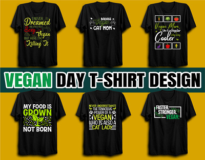 Custom Vegan Day T-Shirt Bundle design fashion graphic design illustration november t shirt t shirt design typography vector vegan vegetables