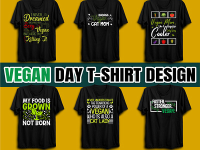 Custom Vegan Day T-Shirt Bundle design fashion graphic design illustration november t shirt t shirt design typography vector vegan vegetables