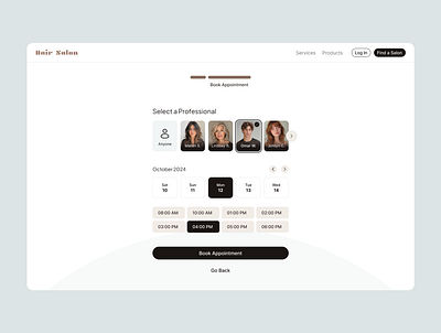 Hair Salon | Book Appointment desktop hairsalon schedule ui ux website