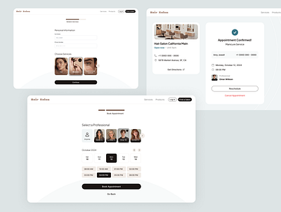 Hair Salon | Book Appointment desktop hairsalon schedule ui uidesign ux web website