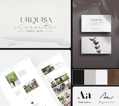 Visual identity & Website for Urquisa Vicente Photo + Films branding business cards color palette graphic design logo visual identity web design