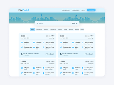Tution Job Seeker Website design figma job jobportal landing page ui user interface ux webdesign website