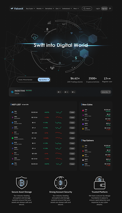 Crypto Landing crypto dark graphic design hero landing ui