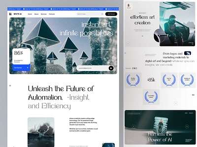 White AI Landing Page ai bold clean design home page image generation landing page layout modern ui uidesign user experience userinterface web design