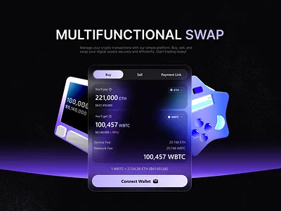 Crypto Swap / Cryptocurrency Exchange 3d branding graphic design ui