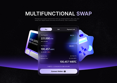 Crypto Swap / Cryptocurrency Exchange 3d branding graphic design ui