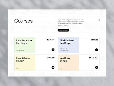 Courses listing section | Web design clean course design eddie luong education grid landing page listing minimal swiss design typography web