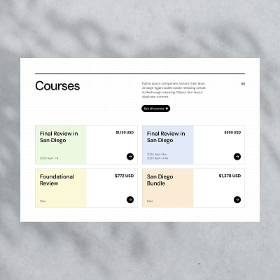 Courses listing section | Web design clean course design eddie luong education grid landing page listing minimal swiss design typography web