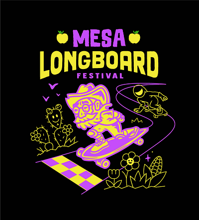 Mesa Longboard Festival character design graphic design illustration logo vector