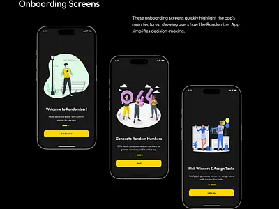 Randomizer - Onboarding Screens app design illustration mobileapp mobiledesign ui uiux ux