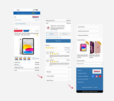 Costco product page redesign app costco design ecommerce mobile app product design ui uiux ux web app