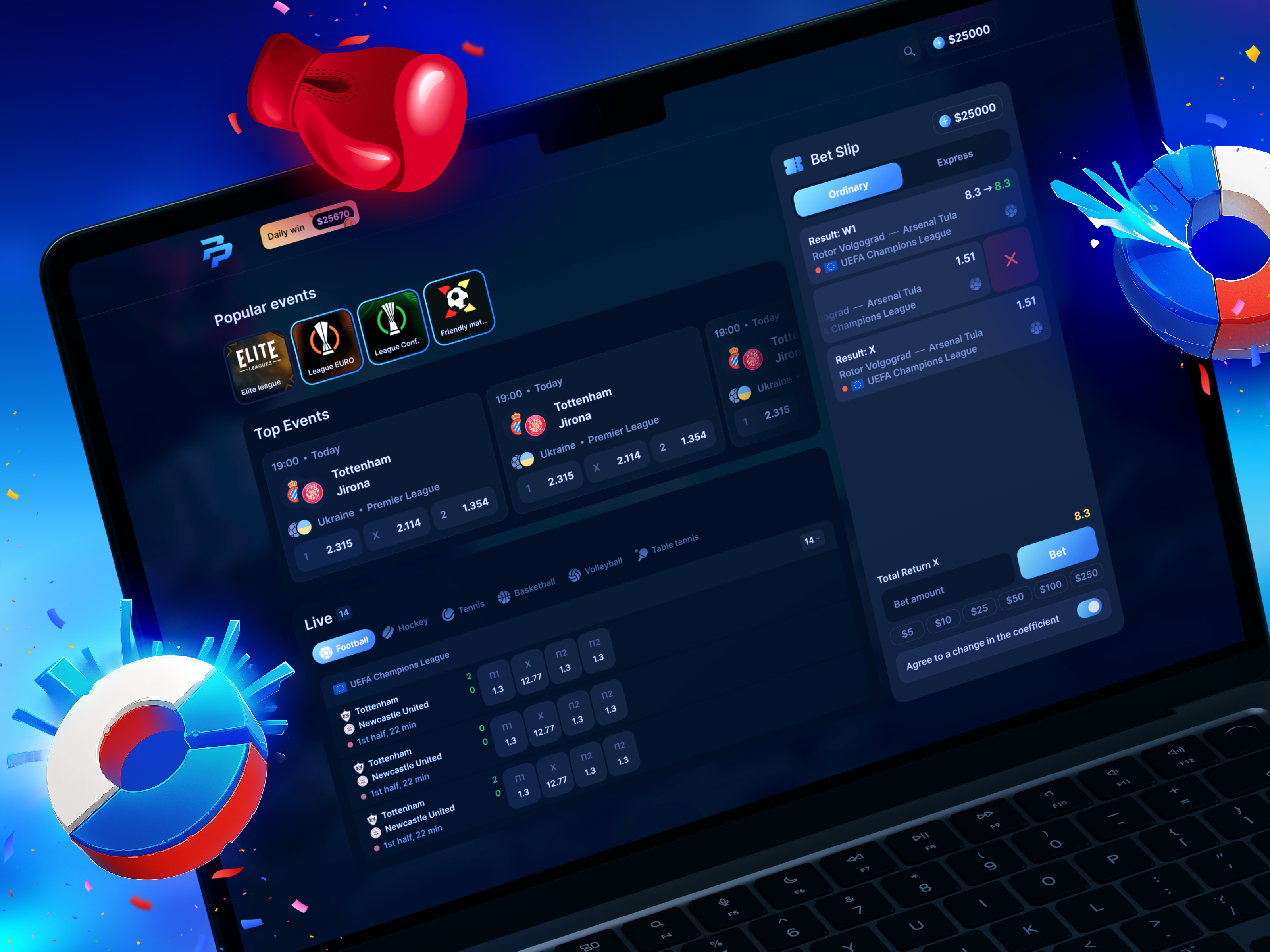 Example of Sports Betting (Desktop/Mobile)