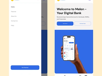 Melon Bank - Mobile Responsive Landing Page Design app branding design productdesign ui uiux ux web design