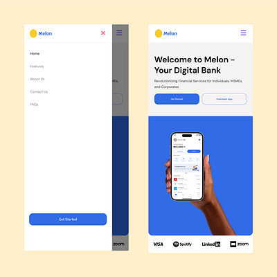 Melon Bank - Mobile Responsive Landing Page Design app branding design productdesign ui uiux ux web design