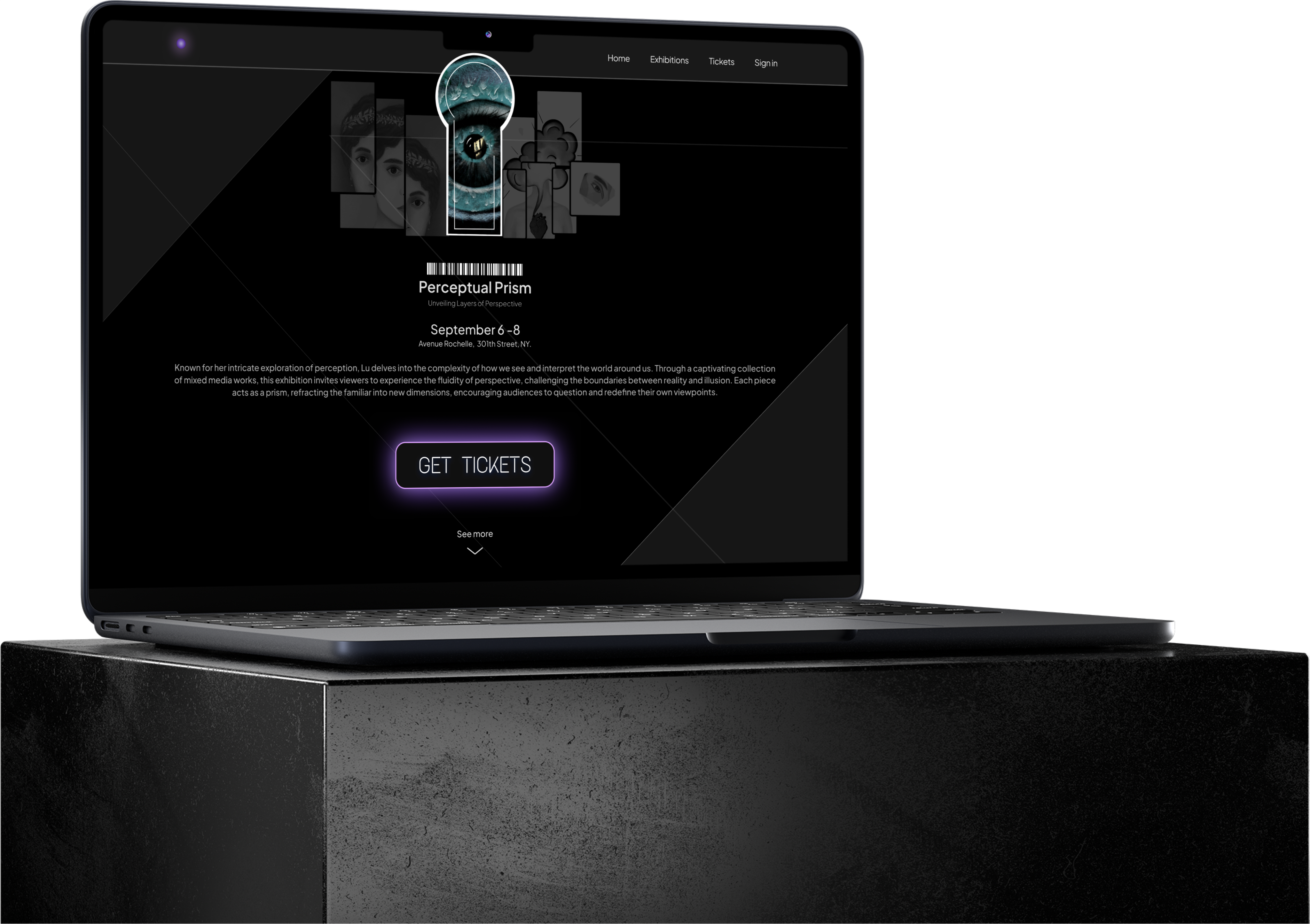 Landing page art dark minimalistic neon ui ux