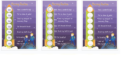 Morning Routine before school (boy, brothers) Vector boy children design graphic design illustration kids morning routine posters school vector illustration