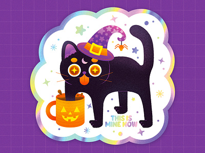 Coffee + Magic black cat cat illustration character design character illustration coffee colorful design digital art flat halloween halloween cat happy halloween illustration illustrator magic pumpkin spooky texture vector witch cat