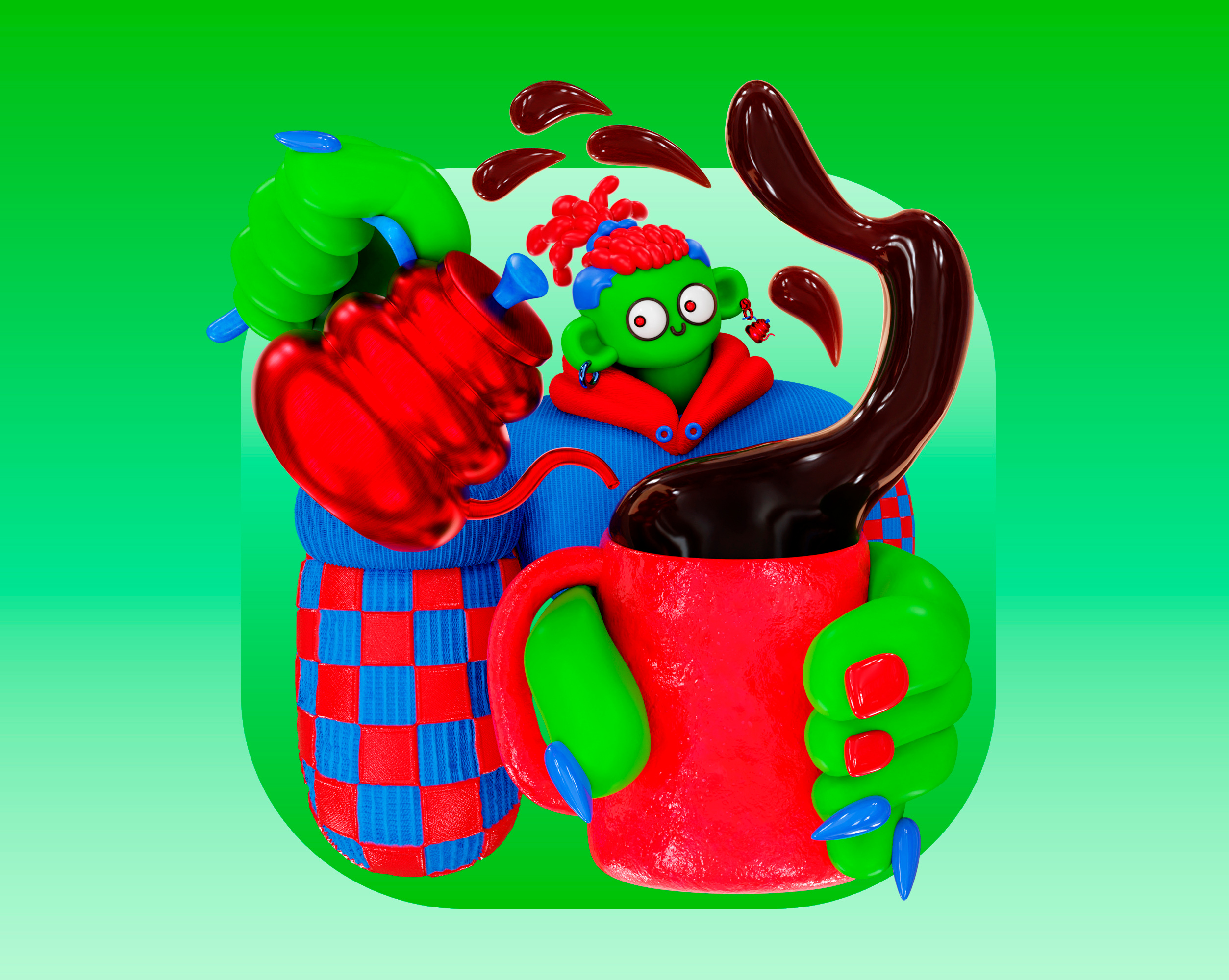 I LOVE COFFEE 3d blender branding character design design fashion graphic design illustration ui