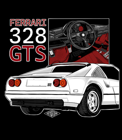 ferrari 328 gts tshirt design branding car ferrari ferrari328 ferrari328gts graphic design illustration oldschool car oldschoolcar vintage car