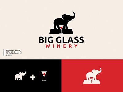 Big Glass Logo Mark animal awesome brand branding design elephant glass identity inspirations logo mark mascot modern nature negative space symbol wildlife wine winery zoo