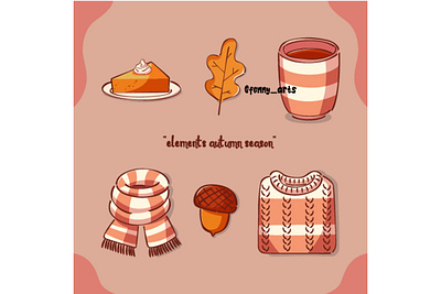 Elements Collection Autumn Season autumn beautiful celebration coffee collection cozy cup elements fall foliage icon leaf leaves pack pumpkin scarf season set sweater warm