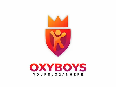 human shield king colorful logo design shield