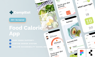 Food Calorie App (40+ Screen) app appdesign calorie delivery app design diet figmadesign food ui