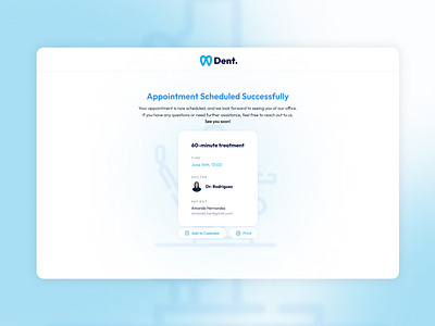 Dentist Appointment Scheduling App | Success Screen appointment shcedule clean dekstop dentist dentist appointment modern preview scheduling app success screen ui ui design web app