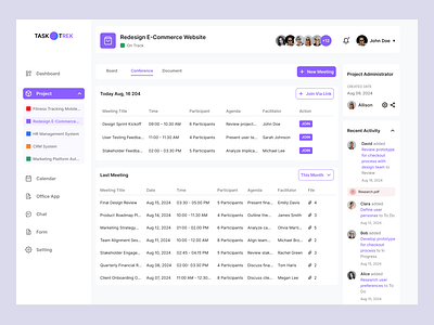 TaskTrek - Project Management: Conference conference meeting saas ui ux