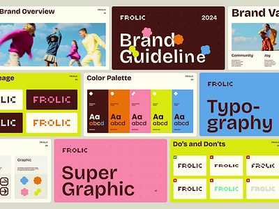 Frolic Festival - Brand Guideline animation brand brand book brand guideline brand identity branding colorful design festival graphic design identity design layout design logo logo design logotype motion graphics music festival typography visual branding visual identity