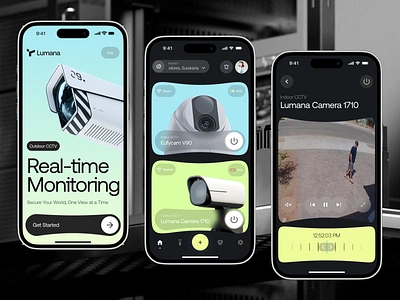 Lumana - Security Camera App ai app branding camera cctv cctv app graphic design home app house mobile mobile app monitoring secure secure camera security security camera smart home smarthome ui ux