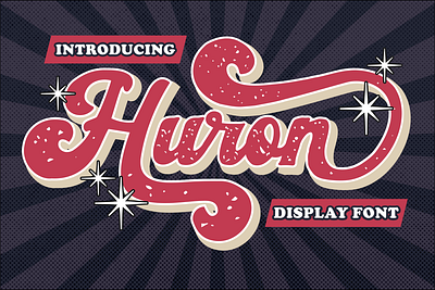 Huron – Retro Display Font advertising bold bold font branding font classic display fashion film graphic design illustration logo font movie packaging photography poster font product design retro display script typography vintage