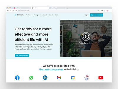 EzTenan - SaaS Website for Boost Productivity artificial intelligence clean dailyui landingpage modern saas ui website