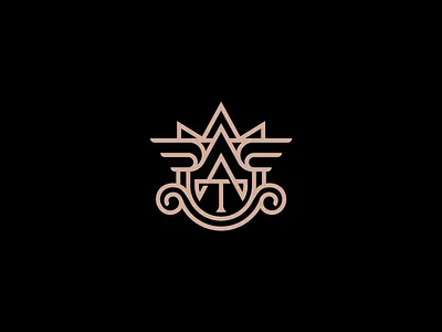 Monogram AT at coat of arms crown logo logotype minimalism monogram shield