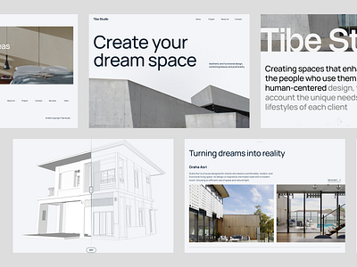 Tibe Studio - Architecture Landing Page aesthetic agency architecture architecture agency bold brand identity branding building company profile design home house interior design landing page minimalist real estate room ui ux website