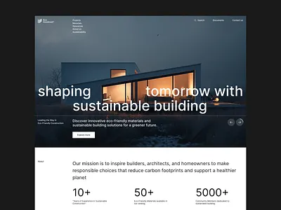 EcoConstruct - Green Construction Design Concept building concept construction design eco friendly interface modern promo page real estate tone of voice ui uxui visual identity web webdesign website