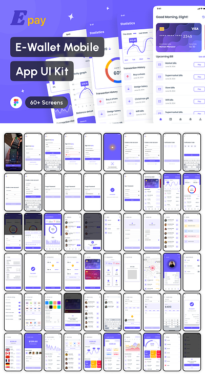 E-Wallet Mobile App UI Kit mobile app uiux online pay ui wallet app wallet app ui