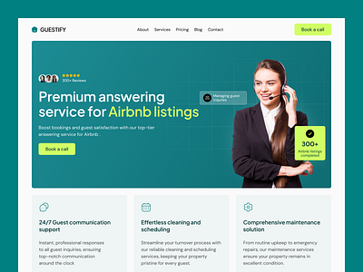 GUESTIFY: Airbnb support service website airbnb website customer support website landing page design real estate real estate website design support website design website ux ui