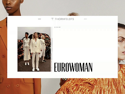 Thornfeldts Homepage album animation black and white fashion homepage interaction landingpage photo photographer sisters typography ui