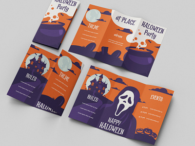 Haloween Party Flyer design fear flyer haloween holiday illustrator mockup orange photoshop purple scary