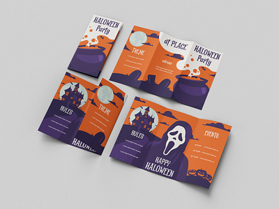 Haloween Party Flyer design fear flyer haloween holiday illustrator mockup orange photoshop purple scary