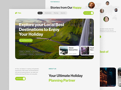 Fido - Holiday Planner Landing Page agency agency website design figma design find place to visit hero design holiday planner landing page landing page travel travel agency travel agency website travel landing page travel website trending ui ui design ui ux ui ux design web design website