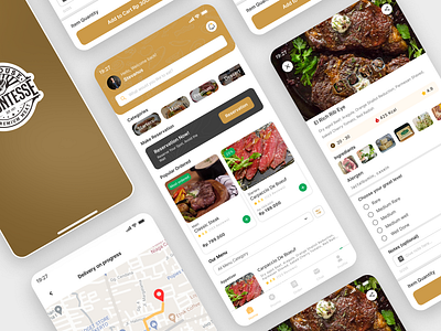 Moontesse : Steakhouse Delivery App app application branding delivery drink food gofood menu mobile mobile app moontesse pesan antar restaurant resto steak steak house tracking ui ux