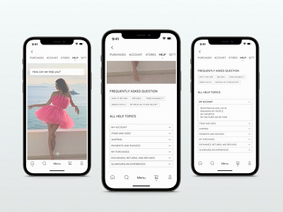 GlamourGlam's Help Screens clean design app mobile app ui uiux ux