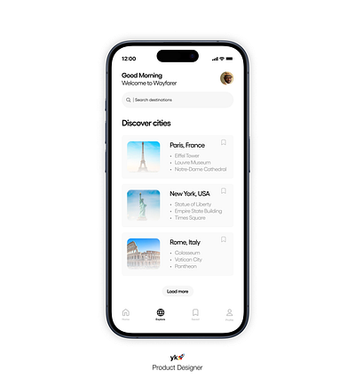 Wayfarer- discover travel desination app figma travel ui ux