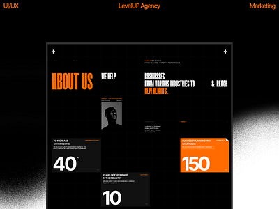 The second screen of the LevelUP marketing agency website agency animation branding design digital figma graphic design landing landing page marketing typography ui ux web3 website wow efect